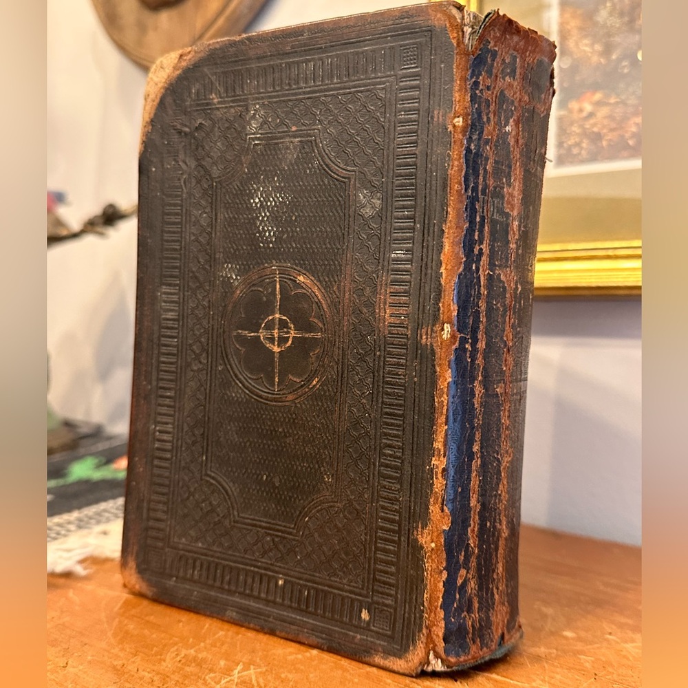 Antique Leather Bible 1853 Tattered and Distresses